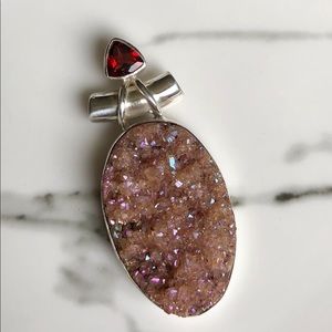 Pendant Sunset Aura Druzy Garnet & S.S.